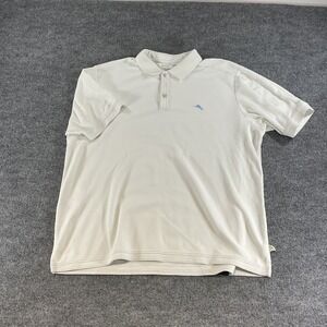 Tommy Bahama IslandZone Supima Cotton Polo Shirt Mens XL White Short Sleeve